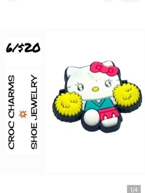 Hello Kitty Cheerleader Croc Charm Pom Pom Kawaii Cute Jibbitz Style Accessories